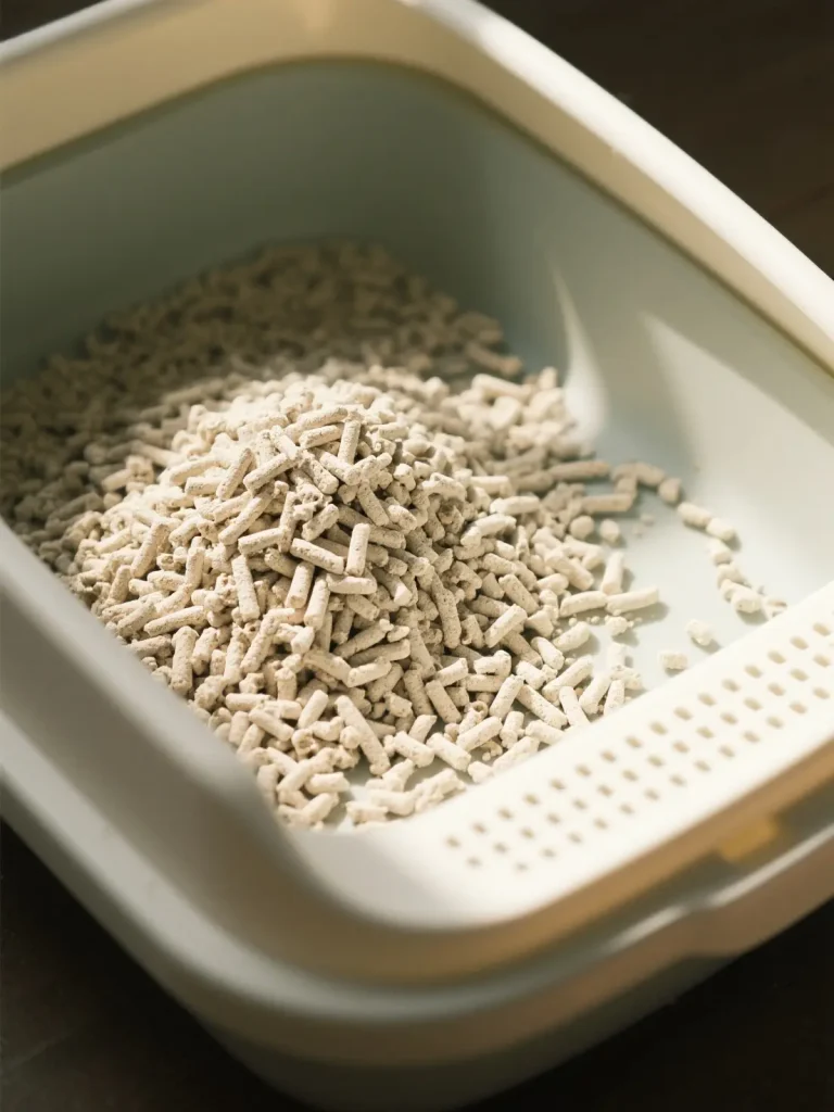 猫砂盆里装着猫砂