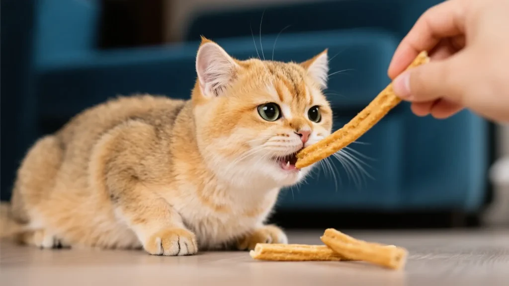 金渐层在吃猫条