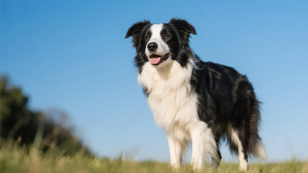 边境牧羊犬在草地上